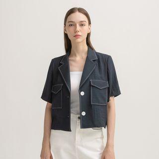 Flap-pocket Single-breasted Stitched Blazer