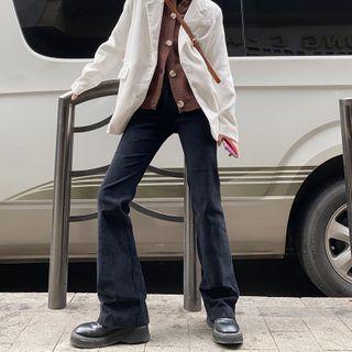 High-waist Boot-cut Corduroy Pants