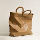 Round Top Handle Faux Leather Tote Bag