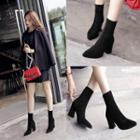 Pointed Block Heel Mid-calf Boots
