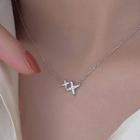 925 Sterling Silver Rhinestone Star Pendant Choker Necklace - Star - Silver - One Size