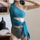 One-shoulder Tie-waist Swimsuit