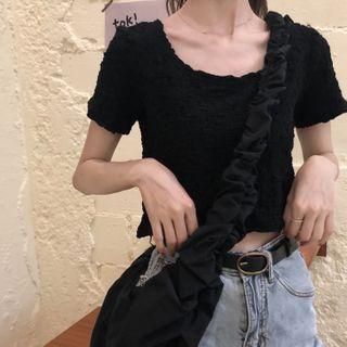 Short-sleeve Plain Cut-out Top / Plain Shorts