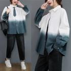 Gradient Long-sleeve Shirt / Necktie