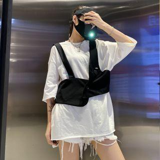 Set: Plain Elbow-sleeve T-shirt + Cropped Camisole