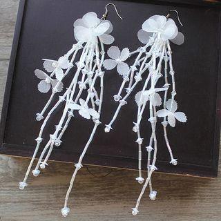 Flower Drop Earring White - One Size
