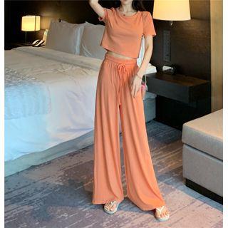 Set: Crop Top + Wide-leg Sweatpants