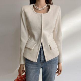 Square-neck Snap-button Jacket