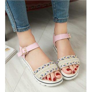 Platform Embroidered Strap Sandals