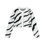 Zebra Print Cropped Cardigan White & Black - One Size