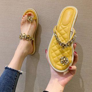 Rhinestone Toe Hoop Flat Sandals