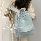 Canvas Embroidered Backpack Light Blue - One Size