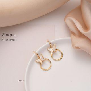 Butterfly Drop Ear Stud 1 Pair - Hook Earring - One Size