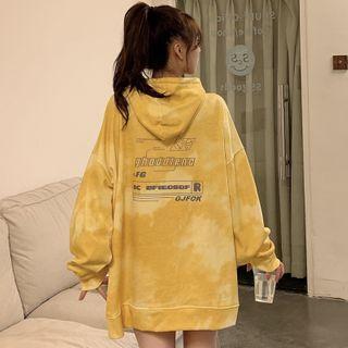 Lettering Tie-dye Drawstring Hoodie