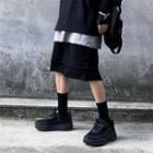 Panel Hem Fay Trim Plain Shorts