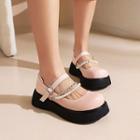 Faux Pearl Strap Platform Mary Jane Shoes
