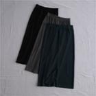 Elastic-waist Ribbed Knit Midi-skirt