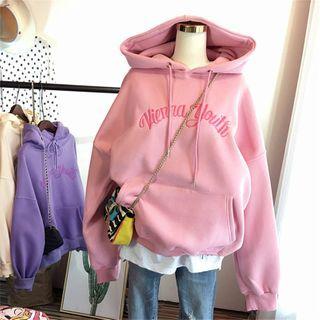 Lettering Embroidered Oversize Hoodie