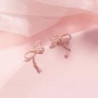 Ribbon Bow Ear Stud 1 Pc - Rose Gold - One Size