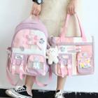 Set: Pvc Panel Color Block Nylon Backpack + Tote Bag