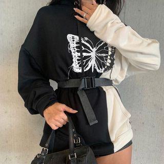Two-toned Butterfly Graphic Hoodie