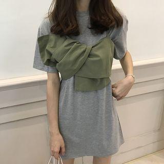 Set: Short-sleeve T-shirt Dress + Strappy Top