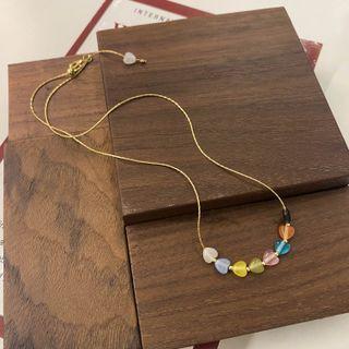Color Block Heart Necklace Type A - Gold - One Size