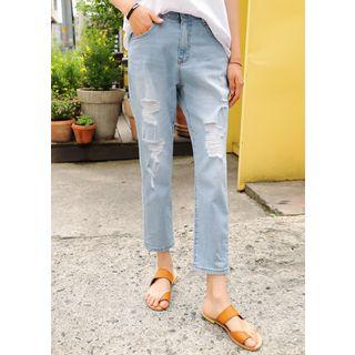 Plus Size Waist-band Semi Baggy-fit Jeans
