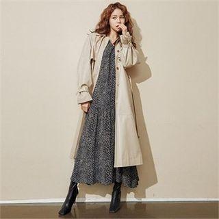 Single-breasted Coated Trench Coat With Sash