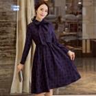 Tie-neck Check A-line Dress