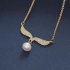 Faux Pearl Rhinestone Fish Tail Necklace As Shown In Figure - One Size