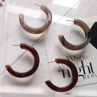 Open Hoop Earring E861 - Gray - One Size