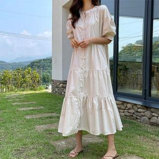 Buttoned Tiered Long Dress