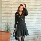 Contrast Collared A-line Mini Dress