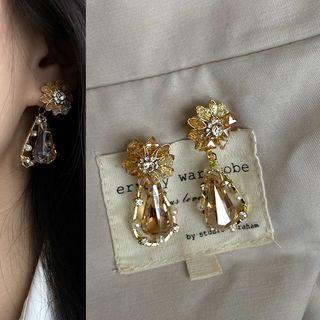 Flower Water Drop Earring 1 Pair - As Shown In Figure - One Size