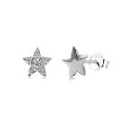 Sterling Silver Simple Fashion Star Cubic Zirconia Stud Earrings Silver - One Size