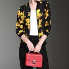 Floral Print 3/4-sleeve Bomber Jacket