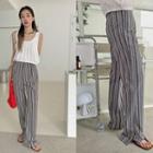 Straight-leg Stripe Pants Navy Blue - One Size