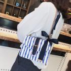 Bow Pinstripe Shoulder Bag