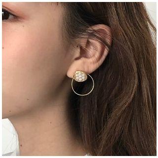 Faux Pearl Alloy Hoop Earring