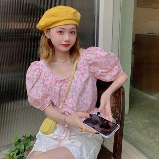 Floral Square-sleeve Blouse