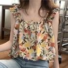 Sleeveless Floral Blouse White - One Size