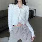 Collared Cropped Cardigan / Tie-waist Sweatpants