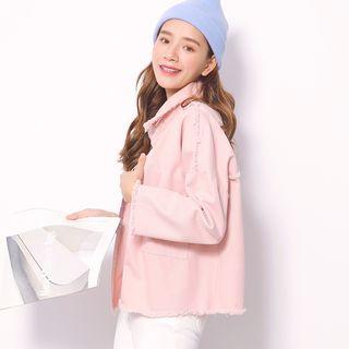 Lettering Back Snap-button Jacket