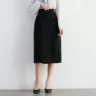High-waist Button Slit Midi A-line Skirt