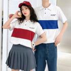 Couple Matching Short-sleeve Color Block Polo Shirt