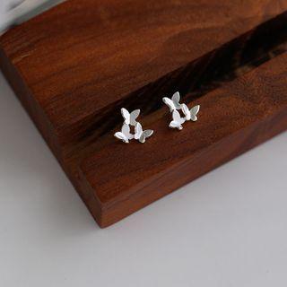 Flower Earring 1 Pair - Butterfly Stud Earrings - Silver - One Size