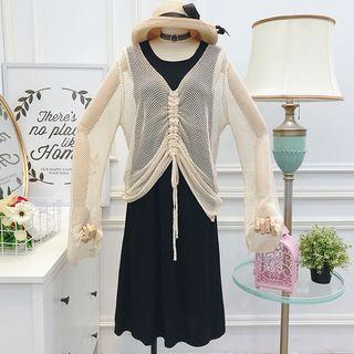 Set: Long Tank Dress + Drawstring Knit Top