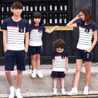 Family Set : Stripe Panel Short-sleeve T-shirt + Shorts
