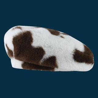 Cow Print Fluffy Beret